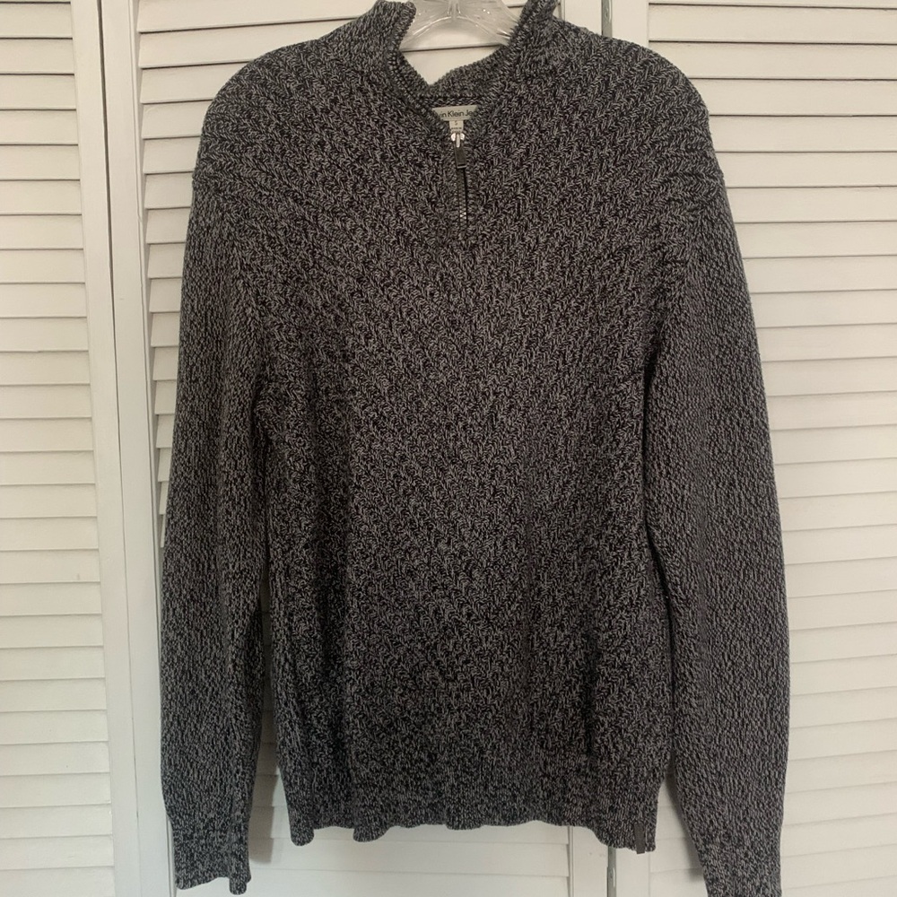 Calvin Klein Jeans Black and Gray Zip-Up Sweater